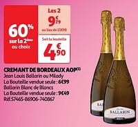 Cremant de bordeaux aop jean louis ballarin ou milady-Schuimwijnen