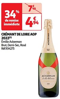 Crémant de loire aop 2022 émilie ackerman brut, demi-sec, rosé-Schuimwijnen