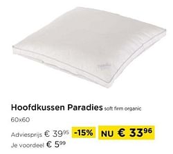 Hoofdkussen paradies soft firm organic