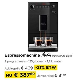 Espressomachine melitta purista pure black