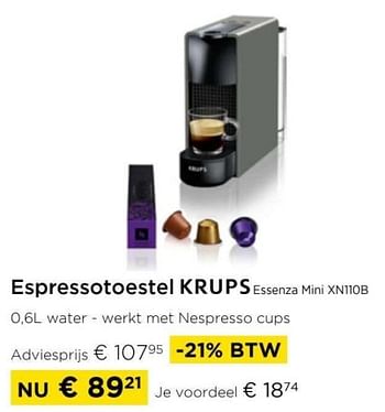 Promoties Espressotoestel krups essenza mini xn110b - Krups - Geldig van 01/09/2024 tot 30/09/2024 bij Molecule