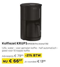 Koffiezet krups km3038 pro aroma f312-Krups