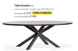 Tafel scarlet ovaai lamulux old teak - zwarte rand