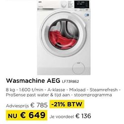 Wasmachine aeg lf73r862