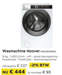 Wasmachine hoover hwe49ambs1s-Hoover