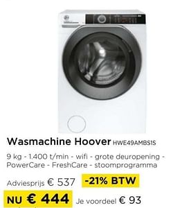 Wasmachine hoover hwe49ambs1s