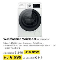 Wasmachine whirlpool w8 w946wb be-Whirlpool