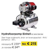 Hydrofoorpomp einhell gc-ww 1250 nn-Einhell