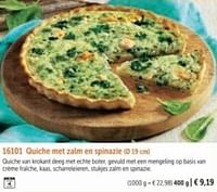 Quiche met zalm en spinazie-Huismerk - Bofrost