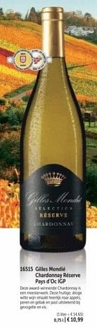 Gilles mondié chardonnay réserve pays d`oc igp