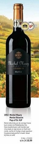 Michel maury merlot réserve pays d`oc igp-Rode wijnen