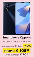 Promotions Smartphone oppo a16 - Oppo - Valide de 01/09/2024 à 30/09/2024 chez Molecule