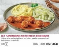 Gehaktballetjes met koolrabi en bieslookpuree-Huismerk - Bofrost