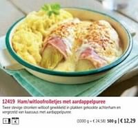 Ham-witloofrolleties met aardappelpuree-Huismerk - Bofrost