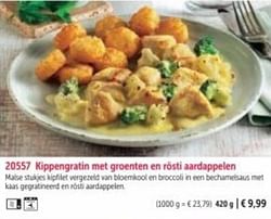 Kippengratin met groenten en rösti aardappelen