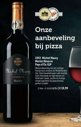 Promoties Michel maury merlot réserve pays d`oc igp - Rode wijnen - Geldig van 02/09/2024 tot 02/03/2025 bij Bofrost