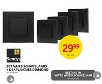 Set van 5 schakelaars + dekplaatjes diamond-Sencys