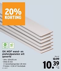 Ok mdf wand- en plafondpanelen wit generfd-Ok