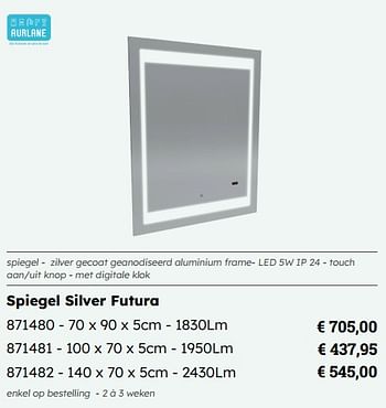 Promoties Spiegel silver futura - Aurlane - Geldig van 01/07/2024 tot 31/12/2024 bij Multi Bazar