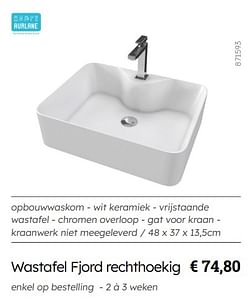 Wastafel fjord rechthoekig