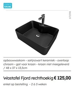 Wastafel fjord rechthoekig