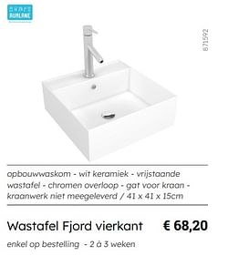 Wastafel fjord vierkant