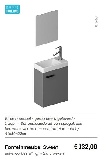 Promoties Fonteinmeubel sweet - Aurlane - Geldig van 01/07/2024 tot 31/12/2024 bij Multi Bazar