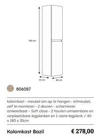 Kolomkast bazil-Huismerk - Multi Bazar