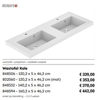 Wastafel kole-Allibert