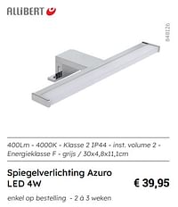 Spiegelverlichting azuro led 4w-Allibert