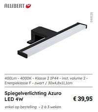 Spiegelverlichting azuro led 4w-Allibert