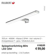 Spiegelverlichting blitz led 10w-Allibert