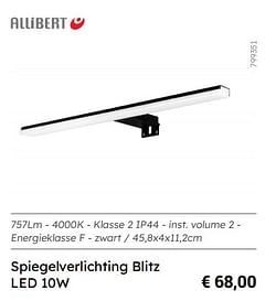 Spiegelverlichting blitz led 10w