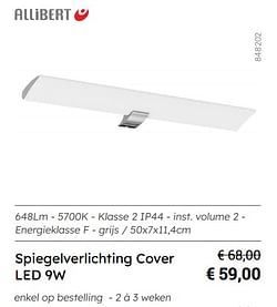 Spiegelverlichting cover led 9w