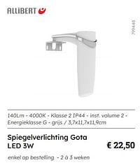 Spiegelverlichting gota led 3w-Allibert