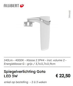 Spiegelverlichting gota led 3w