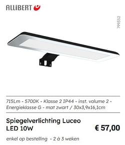 Spiegelverlichting luceo led 10w