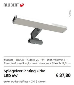 Spiegelverlichting orka led 6w