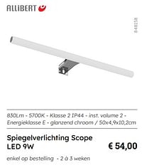 Spiegelverlichting scope led 9w-Allibert