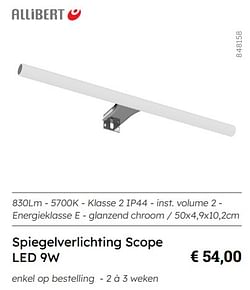 Spiegelverlichting scope led 9w