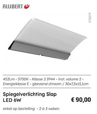 Spiegelverlichting slap led 6w-Allibert