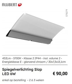 Spiegelverlichting slap led 6w