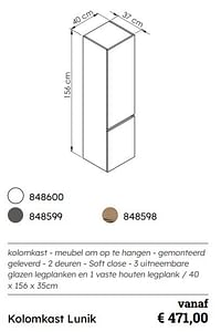 Kolomkast lunik-Huismerk - Multi Bazar