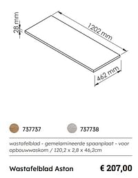 Wastafelblad aston-Huismerk - Multi Bazar