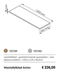 Wastafelblad aston-Huismerk - Multi Bazar