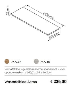 Wastafelblad aston