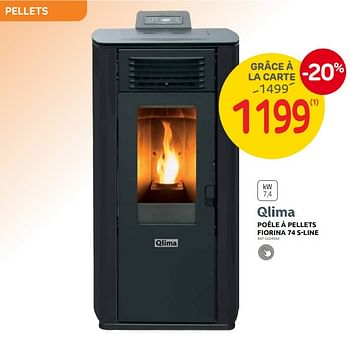 Promotions Qlima poêle à pellets fiorina 74 s-line - Qlima  - Valide de 04/09/2024 à 23/09/2024 chez Brico