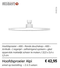 Hoofdsproeier alpi-Allibert