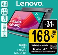 Promoties Lenovo tablet m11 + stylus - Lenovo - Geldig van 10/09/2024 tot 23/09/2024 bij Cora