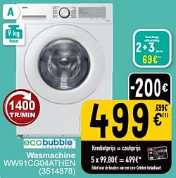 Samsung wasmachine ww91cg04athen